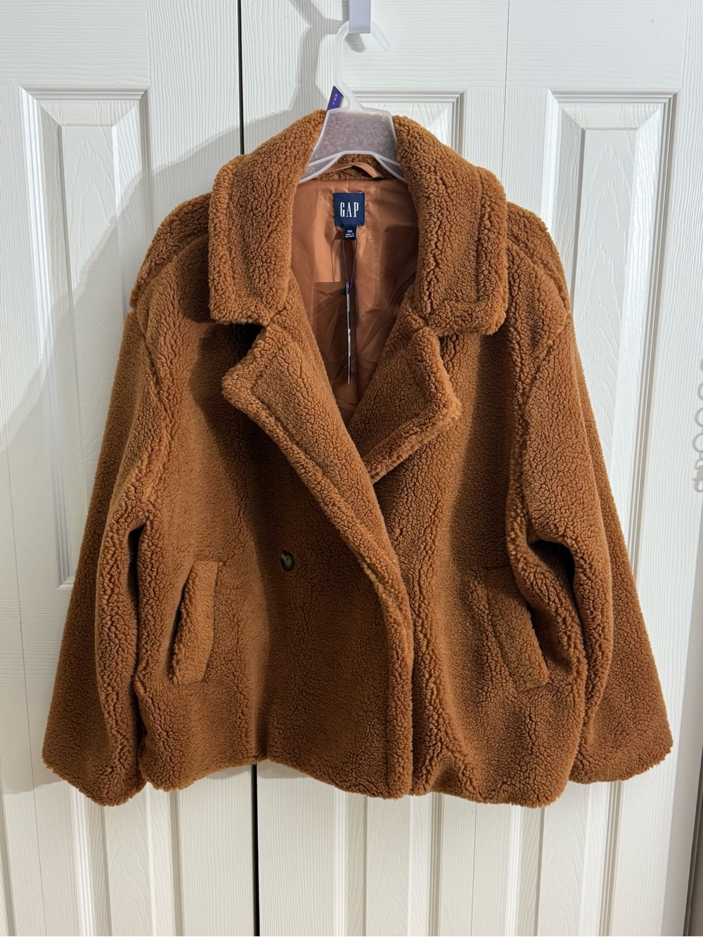 Old Navy Women's Brown Faux Sherpa Pea Coat